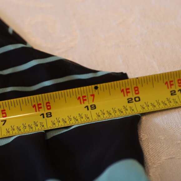 En Focus Petite Black and Aqua Striped Scoop Neck Sleeveless Swing Dress Size 14 - Picture 5 of 13